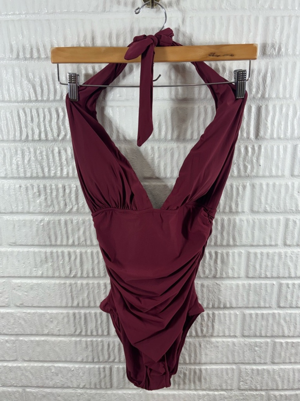 Lenny Niemeyer Maillot One-Piece Halter Swimsuit Burgundy‎ Large NWT